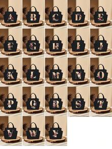 个性化字母保温午餐包 - 帆布保温午餐袋，拉链封口，大容量铝箔内衬，适合工作和学习使用，便携式手提午餐包，食物保冷袋，是工作、学校、旅行和妇女节的理想礼物。轻便可重复使用，防溅水，适合野餐、办公室、学校和户外活动 - 易于清洁，防水，设计紧凑。