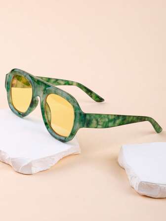 全新复古手工泡芙花椭圆形镜框飞行员时尚眼镜，时尚男女通用日常简约别致高端眼镜适合日常佩戴