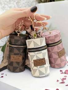 Modische mini vintage bedruckte Geldbörse mit Schal Akzent - tragbarer reißverschlusshalter für lippenstifte, stilvolles taschenzubehör | PU-Material, wasserdicht & langanhaltend, multi-color geschenk für mädchen