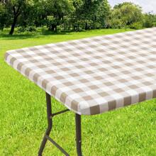 1 pieza Mantel rectangular a cuadros revestido de vinilo, mantel de vinilo con respaldo de franela que se limpia fácilmente, apto para camping, interiores y exteriores