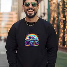 1/2/4pcs Coolest Rainbow Unicorn Monster Truck Design Heat Transfer Stickers, Suitable For DIY T-Shirts, Hoodies, Jeans, Backpacks, Handbags, Pillowcases And Vintage Baseball Caps, Durable Washable Plastic Stickers For Crafting And Decorating