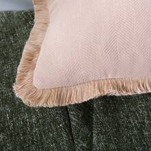 1 vỏ gối tua rua xương cá màu hồng, gối trang trí mềm mại và thoải mái cho ghế sofa, giường, ghế, nhà, phong cách trang trại - Hồng - Xem 7