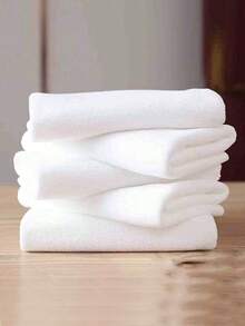 5条/包 大号简约白色面巾，酒店专用无绒面巾，柔软吸水面巾，轻盈编织，超强吸水 - 现代风格，柔软舒适，旅行和浴室必备，浴室用品