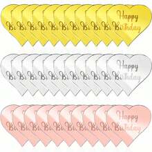 30 piezas Decoraciones para pastel de acrílico con mensaje "Feliz Cumpleaños", en forma de círculo/corazón/hexágono con efecto espejo, en colores dorado + oro rosa + plata, adecuadas para decorar pasteles en fiestas de cumpleaños - Multicolor - Ver 12