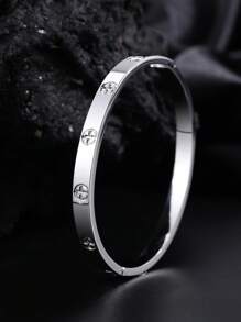 Camhanno 1PC Fresh And Simple Style Stainless Steel Bracelet, Suitable For Daily Wear, Birthday Party Jewelry, Christmas And Valentine's Day Gifts