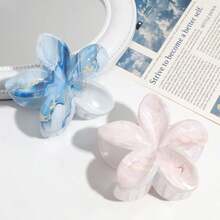 1 件优雅女士百合渐变蓝色发夹，适合日常佩戴爪夹发夹发夹发夹发夹发夹，沙滩配饰 - 彩色 - 查看 4