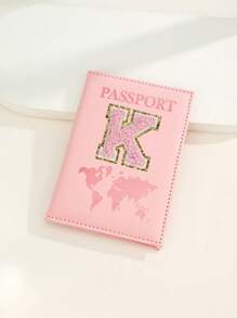 Capa Para Passaporte Com Letras De A A Z, Porta-Passaporte De Viagem Com Estampa De Mapa, Pasta Para Passaporte Rosa, Carteira Para Passaporte Para Viagens De Negócios