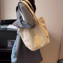 1pc Fashion Striped Canvas Beach Tote Bag For Women, 5.28-7.93gal Capacity, Waterproof Zipper Closure, Lightweight, Oil & Water Resistant, Easy To Clean, All-Weather Fabric, Versatile For Travel & Daily Use