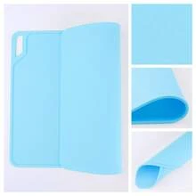 Placemat Set Of 6 Silicone Placemats For Kitchen Dining Table Decor, Washable Table Placemats Wipeable Table Mat - Light Blue - View 2