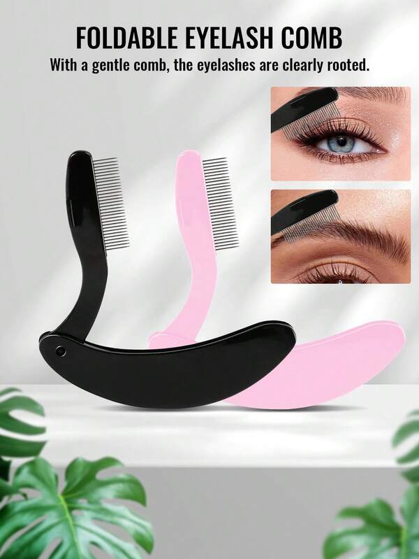 1pc Stainless Steel Eyelash Comb, Foldable Fine Tooth Comb To Separate And Groom Eyelashes And Brows, Makeup Tool, Portable For Travel