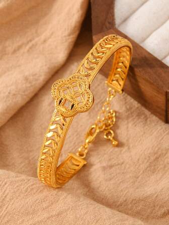 1pc Middle Eastern Eid Al-Adha Coin & Wheat Motif Delicate Bracelet For Women