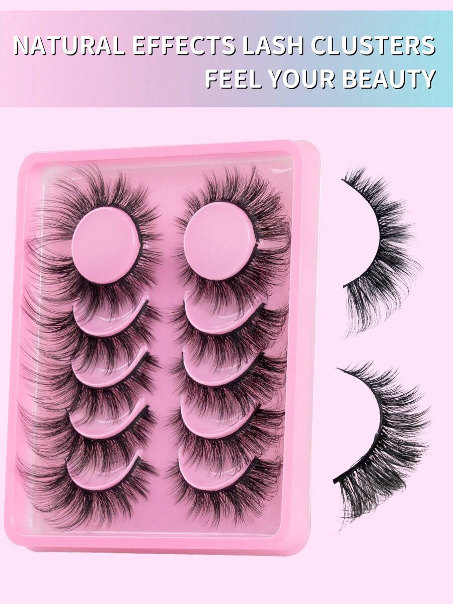 6 pares/paquete Pestañas postizas de visón naturales y gruesas con volumen dramático y revuelto. Pestañas falsas voluninosas y vaporosas de 8D que duran mucho, con aspecto de ojos foxy estilizador. Tiras de pestañas postizas completas para alargar y dar volumen a la esquina exterior del ojo.