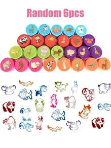 Set de 6/12/24/36 sellos de animales de dibujos animados lindos para sellos de tinta autentintable, fáciles de sostener, tinta lavable para manualidades DIY y recuerdos de fiestas (aleatorios)