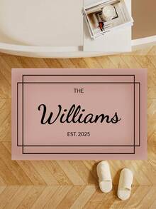 1pc Customizable Last Name Doormat, Housewarming Gift, Couple Wedding Gift, Personalized Entrance Mat With Non-Slip Backing
