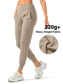 ZUTY Women's Loose Fit Yoga Pants High Waisted Jogger Leggings With Pockets For Workouts, Gym & Relaxed Lounge Wear - Khaki - View 2