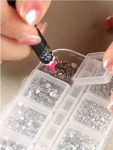 Nail Art Rhinestones Kit 2400pcs Nail Gems Ab Flatback Rhinestones Gems Stones With Storage Organizer For Design Bright Holiday - Multicolor - View 3