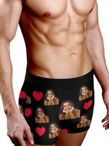 Customized Boxer Briefs For Boyfriend, Husband, Or Him – Personalized Men's Underwear With Heart Design – Funny, Cute, And Adorable Custom Boxer Shorts In Size XS-3XL – Unique Valentine's Day, Birthday, Anniversary, Or Holiday Gift