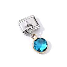 1 chiếc/5 chiếc Mặt dây chuyền tròn bằng thép không gỉ, kiểu Ý, làm thủ công, đính đá, phụ kiện tự làm theo yêu cầu. - Nhiều màu - Xem 9