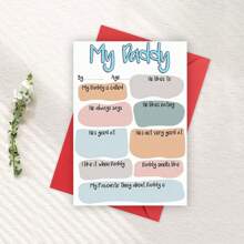 1PC Funny Dad's Card For Birthday, Dad Birthday Card From Daughter Son, My Daddy Q&A Greeting Card Gift, DIY Fill In The Blanks Daddy Card