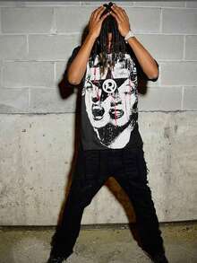 (220 Cotton T-Shirt)    Pattern Men's Casual Soft 100% Cotton All-Match Crew-Neck Short-Sleeved T-Shirt