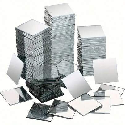 100/200/500 st, 2 cm fyrkantiga mini-spegelplattor i glas, akrylspegelmosaikplattor, självhäftande geometriska väggklistermärken för sovrum och vardagsrum/badrum, tapeter, glasyta, glänsande och återanvändbara, gör-det-själv-spegelplattor heminredning, installation på flera ytor, lämplig för gör-det-själv-presenter, hantverk, konstnärsmaterial, vägg- och dörrdekoration i hemmet
