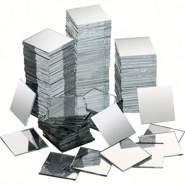 100/200/500 pièces, miroirs en verre mini carrés de 2 cm, carreaux de mosaïque en miroir acrylique, autocollants muraux géométriques pour la décoration de la maison, de la chambre à coucher, du salon/salle de bain, surface en verre, brillants et réutilisables, carreaux de miroir décoratifs pour la maison DIY, installation sur surfaces multiples, convient pour les cadeaux DIY, les loisirs créatifs, les fournitures d'art, la décoration murale et de porte de la maison