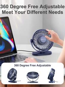 Ventilador de escritorio de verano, ventilador portátil USB con inclinación de 360°, ventilador personal plegable con 3 velocidades, ultra silencioso, ventilador de mesa para estudiantes, dormitorio, pequeño ventilador de enfriamiento y refrigerador de aire