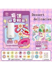 1 Set Of 200 Pcs Cute Cartoon Stamp Stickers, For Magic Sealing And DIY Decoration, Perfect For Rewards And Decoration,School Supplies,Back To School