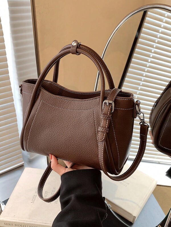 New Fashion Classic Joker Solid Color Pu Waterproof Fabric, Zipper Opening And Closing Design, Handbag, Double Handles, Quilted Bucket Bag, Suitable For Shopping, Commuting To Work, Going Out For Parties And Dating.