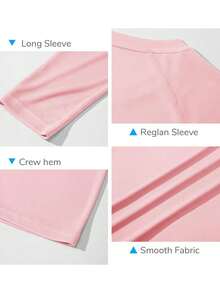 Women's UPF50+ Crew Neck Long Sleeve T-Shirts Quick Dry Sun UV Protection Tee Shirts Breathable Athletic Workout Hiking Tops - 淺粉色 - 查看 6