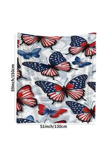 1 pieza Manta de peluche con estampado del Día de la Independencia, regalo del Día de la Independencia, manta suave y cómoda para la siesta, el aire acondicionado, regalo del Día de la Madre, picnic, camping, viaje, coche, decoración del hogar, regalo festivo