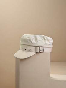 1pc Black Star Print Beret Hat, Retro British Style, New Navy Sailor Cap, Korean Fashion, Painter Cap