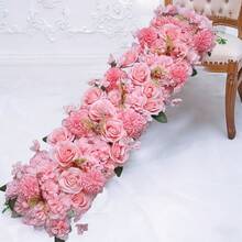 100 سم زهور وردية بيضاء اصطناعية فاخرة، زهور ديكور لحفل الزفاف، مركز طاولة الزفاف وخلفية الجدار والقوس ، ديكور الحفلات والحدائق والخارج