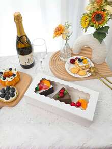 10pcs/20pcs Elegant Chocolate Truffle Boxes, 12 Inch Large Baking Boxes With Clear Window, Macaron Pastry Packaging Boxes, White Paper Gift Boxes, Suitable For Holding Desserts, Chocolate Strawberries, Pies, Donuts, Pastries, Cake Pops, Wedding Favors, Birthday Gifts, Size: 12*5.5*2 Inches - White - View 4