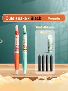2 Pcs Of Heat-Sensitive Erasable Fountain Pens, Special For Students, Replaceable Ink Sacs, Cute Calligraphy Nib Writing Pen, Crystal Blue Black Stationery Teacher's Day Gifts Back To School