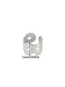 1pc Fashionable Gold-Tone Stainless Steel Braided Twisted Open Ring, Suitable For Women's Daily Wear, Party Jewelry Gift