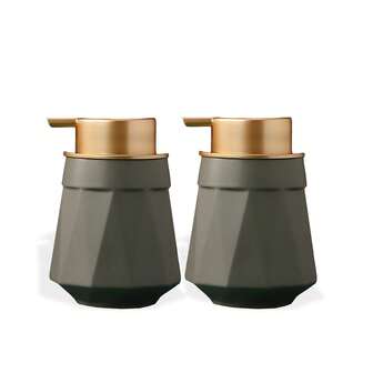 Set dos dispensadores baño cerámica jabón loción manos accesorios elegante presentación moderna resistente fácil recarga diseño decorativo multiusos ideal tocador baño hogar funcionalidad máxima material premium protección higiene organización limpieza