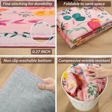 Area Rug For Living Room, Low Pile Non Slip Floral Printing Carpet, Washable Rug For Bedroom Dining Room Playroom Office - 粉色 - 查看 5