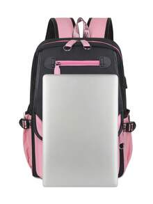 Cute Cartoon Capybara Backpack, Large Capacity Student Backpack, Laptop Bag - Pink - View 9