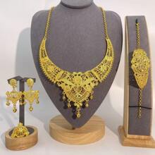 5pcs Luxury Bridal Jewelry Set With Earrings, Necklace And Ring, Suitable For Weddings, Ceremonies, Parties