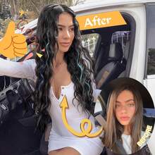 假发片 26 英寸长波浪发片 女士卷发片 带刘海 合成假发片 适合稀疏头发