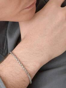 2/3/4mm, Square Pearl Bracelets, Hip-Hop, Both Men And Women Can Bring, Couple Bracelets, Mother's Day Gifts, Suitable For Men's Daily Life, Gifts For Men, Birthday Gift, Anniversary Gift, Punk Style, Bracelet For Weddings, Celebrations And Parties, Musty, Office Outfits, Accessories, Casual Accessories