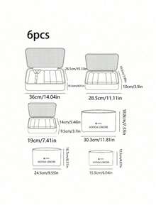 1 Set Of 6 Travel Storage Bags, Luggage Organizers, Large Capacity Packing Cubes, Cosmetic Bag, Toiletry Bag, Organizer Bag, Multi-Color Option, Portable Large Capacity, Waterproof And Dustproof Foldable Storage Bags, Suitable For Storing Clothes, Shoes, Underwear, Cosmetics, Toiletries, Electronics, Outerwear, Hats, Eyeshadow Palette, Makeup Brushes, Lipstick, Eyebrow Pencil, Makeup Sponge, Stationery, Can Be Used For Travel, Vacation, Business Trip, Home Organization - Black - View 6