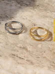 1pc Stainless Steel Double Line Nose Ring, Minimalist & Fashion Hiphop Streetwear Accessory, Unisex, Suitable For Daily & Party Wear - Multicolor - View 13