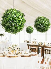 1/2PCS Artificial Grass Balls With 14 Small White Flowers With 20 Small White Flowers, Aglaia Odorata , BOXWOOD Grass Balls,Artificial Plants,Artificial Flowers,Fake Plants,Autumn Decoration