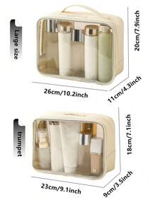 Transparent Toiletry Bag, PVC Material Waterproof Wear-Resistant Minimalist High-End Travel Portable Storage Pouch, Large Capacity Skincare Organizer Wash Bag Toiletry Travel Bag Makeup Storage Beach Beach Bag Vacation Holiday Essentials School Supplies Travel Essentials Ladies For College Dorm Bathroomsummer Back To School School Stuff Bag For School Wash Bag Travel Waterproof Toiletry Bag