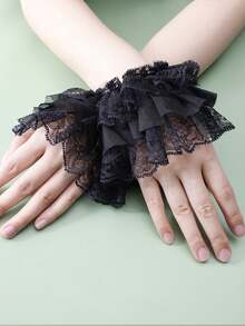 1 对女士蕾丝边假袖，春秋季轻薄卫衣/运动衫袖口延长配件，保暖腕带，情人节夏季 - 均碼 - 查看 7