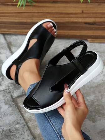 全新 PU 鞋底女士户外休闲露趾凉鞋，加大码