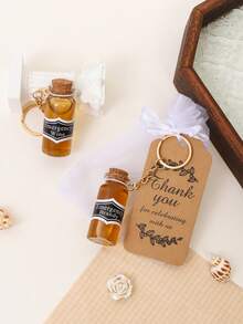 2-80个10毫升玻璃瓶钥匙扣，礼盒填充物，趣味小礼物，创意钥匙扣，背包挂件，装饰挂件，桌面装饰，送给男朋友、老公、朋友、节日、生日、情人节、父亲节的完美礼物。趣味小礼物，父亲节、母亲节和教师节的完美礼物（注：不含液体），适合万圣节、圣诞节礼物