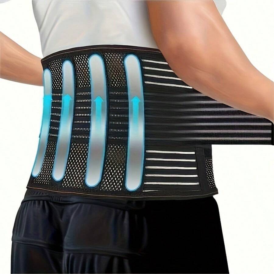 High Elasticity Breathable Waist Support Woven Fabric, Suitable For Sports, Fitness And Weightlifting, Adjustable Shoulder Straps, Targeting Abdominal Muscle Support - Black - View 1